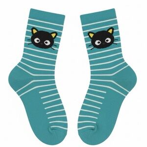 Sanrio Chococat Turquoise Cat Stripe Mid Crew Socks